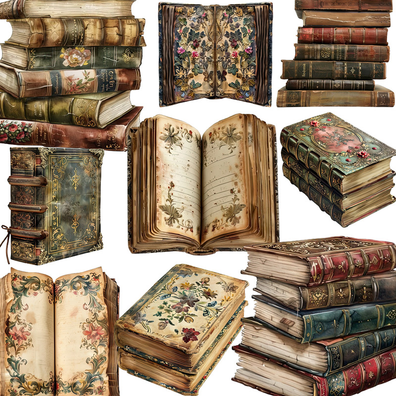 Vintage Collectible Books - 20 buah/pak stiker buku antik DIY