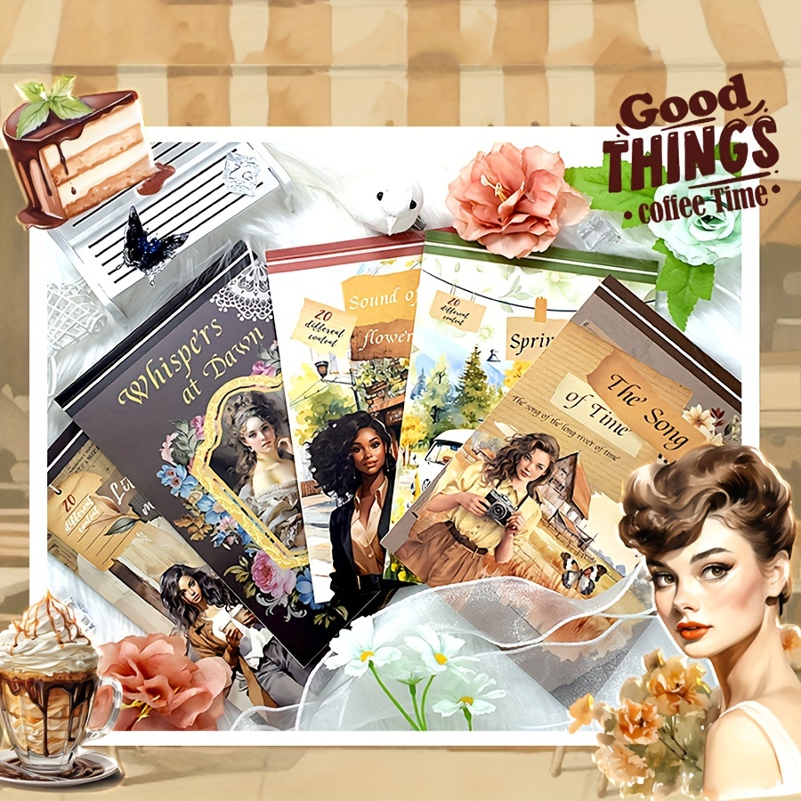 Vintage Collectible Books - Stiker buku tempel 20 lembar kertas