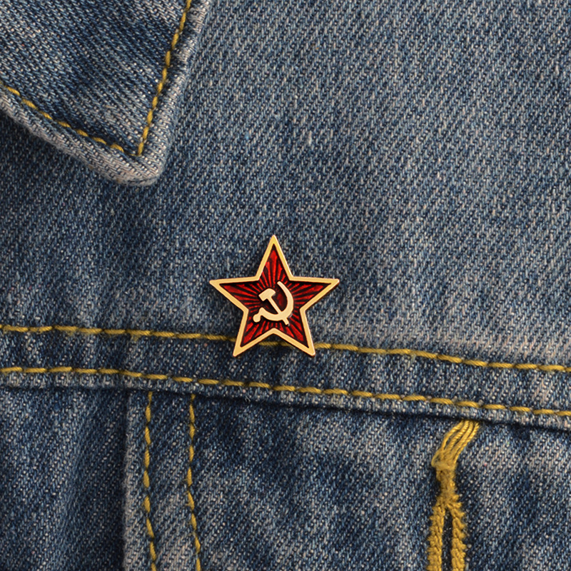 Collectible Vintage Brooches - USSR lencana bintang merah pin kerah