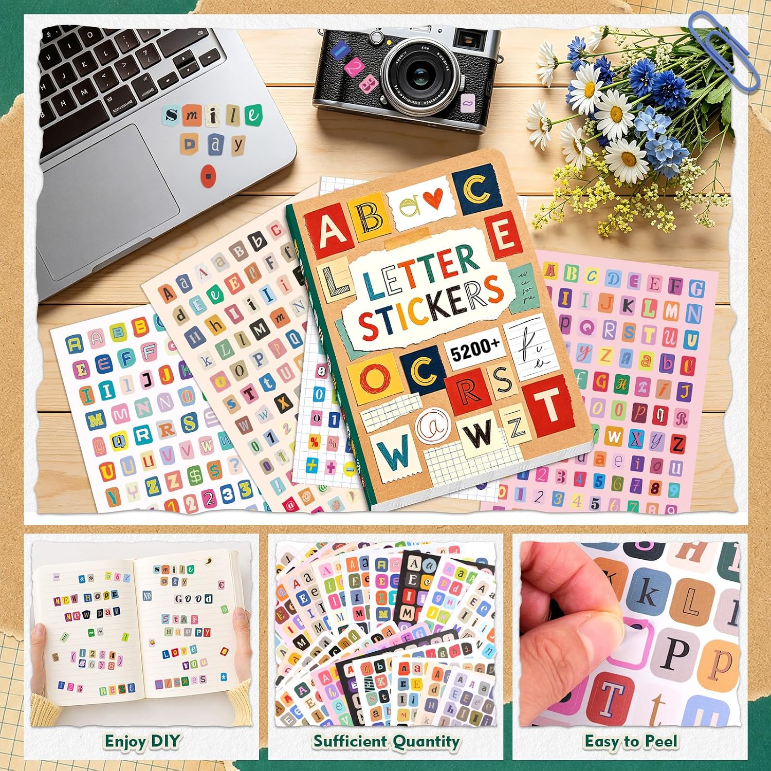 5200Pcs+/48Lembar Stiker Alfab - Vintage Collectible Books ulasan dan harga
