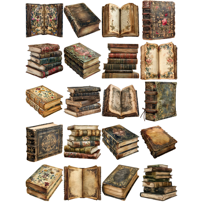 20 buah/pak stiker buku antik  - Vintage Collectible Books ulasan dan harga