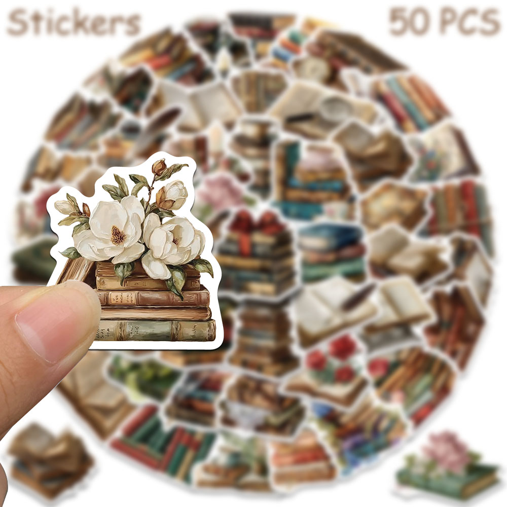 50 Buah Stiker Buku Antik untu - Vintage Collectible Books ulasan dan harga