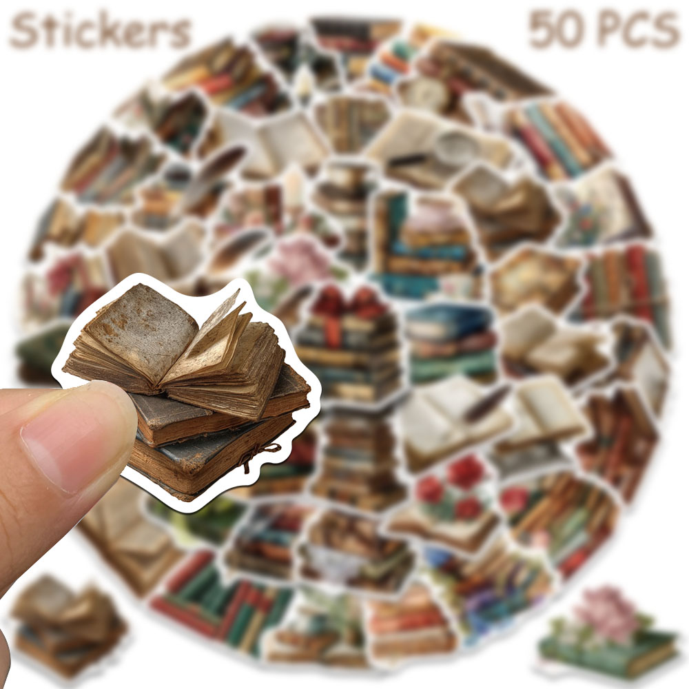 50 Buah Stiker Buku Antik untu - Vintage Collectible Books ulasan dan harga